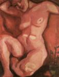Marc Chagall.  Nude Red sentando-se.