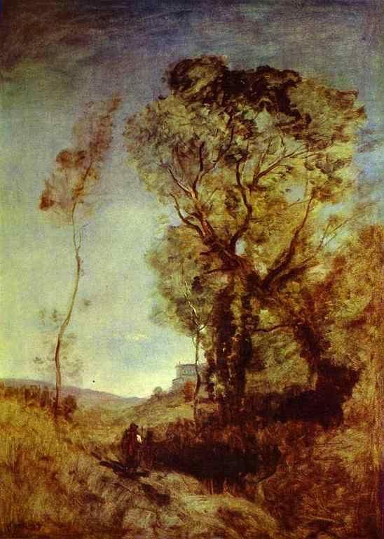 Jean-Baptiste-Camille Corot. Italian Villa behind Pines.
