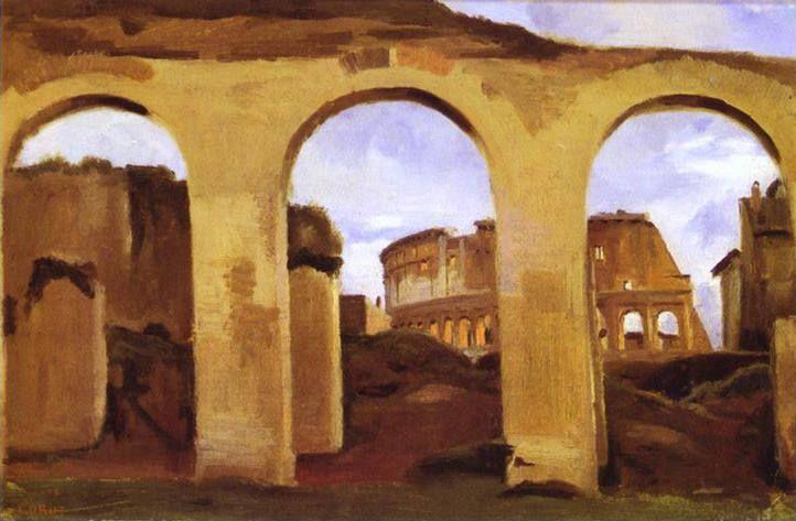 Jean-Baptiste-Camille Corot. The Colosseum Seen through the Arcades of the Basilica of Constantine.