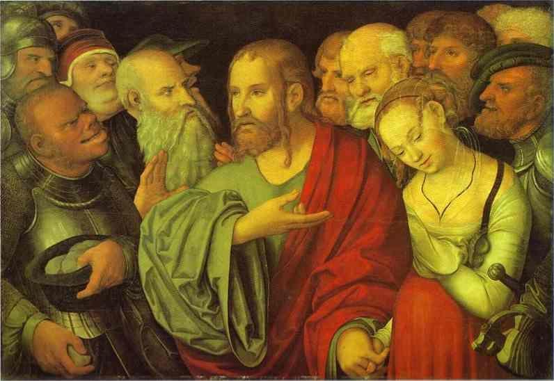 Lucas Cranach the Younger. Christ and the Woman Taken in Adultery.