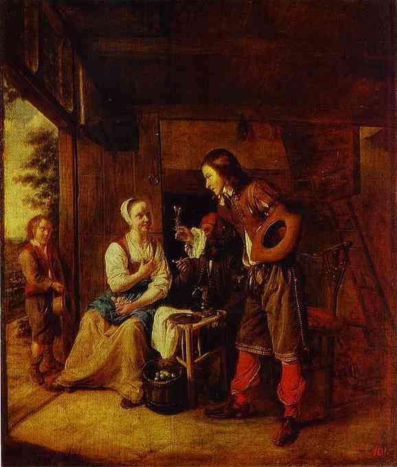 Pieter de Hooch. A Soldier and a Maid.