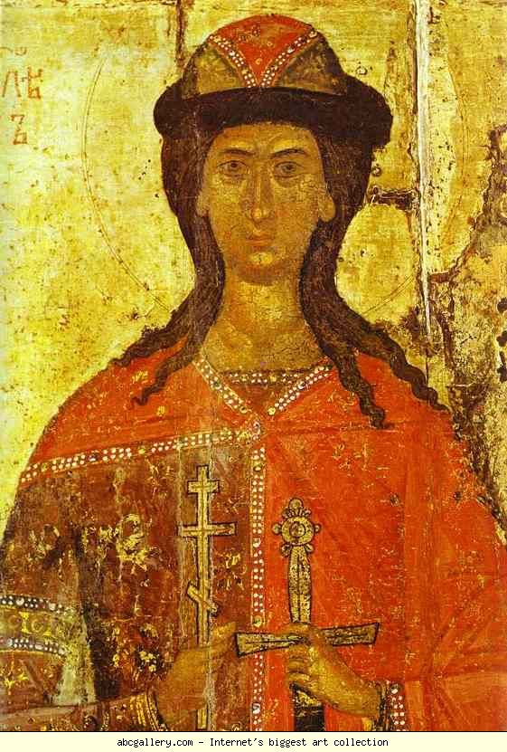 Russian Icon. Saint Gleb. Detail of Saints Boris and Gleb.