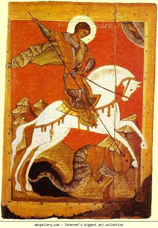 Russian Icon. St. George and the Dragon.