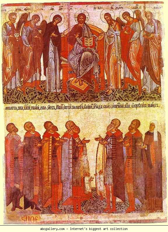 Russian Icon. Praying Novgorodians.