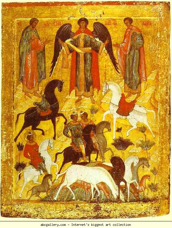 Russian Icon. Saints Florus and Laurus.