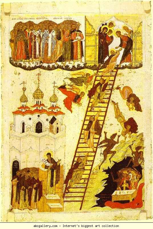 Russian Icon. The Vision of St. John Climacus.
