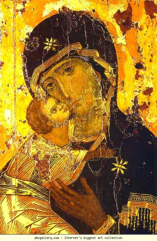 Russian Icon. The Vladimir Virgin with Child.