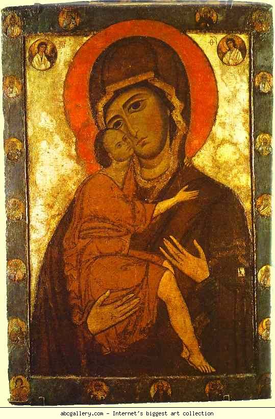 Russian Icon. The Belozersk Virgin with Child.