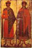Russian Icon. Saints Boris and Gleb.