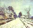 Claude Monet.  A estrada a Louveciennes, o Efeito de Neve.