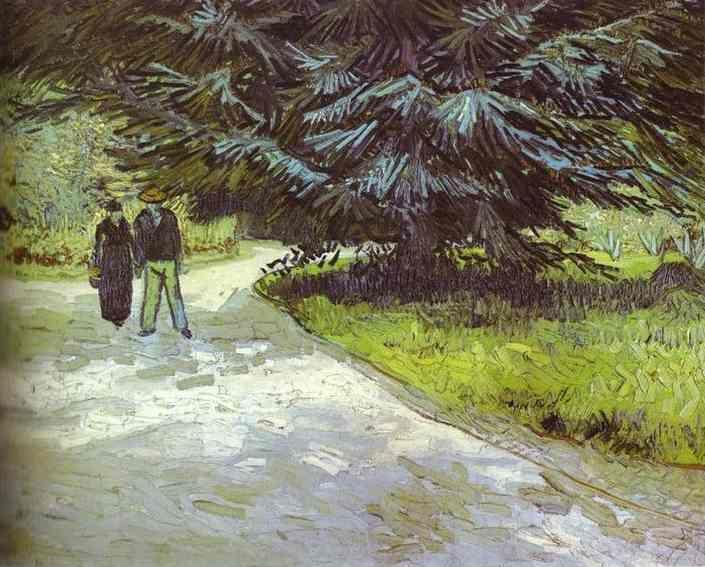 Vincent van Gogh. Park with a Couple and a Blue Fir Tree.