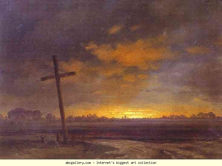 Socrat Vorobiev. Landscape with a Cross. Lithuania.