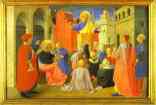 Fra Angelico. Linaiuoli Tabernacle, predella: Peter Preaching with Mark.