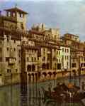 Bernardo Bellotto. Arno in Florence. Detail.