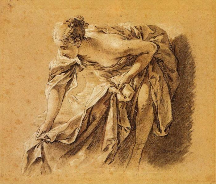 François Boucher. Half-Naked Woman Bending Over.