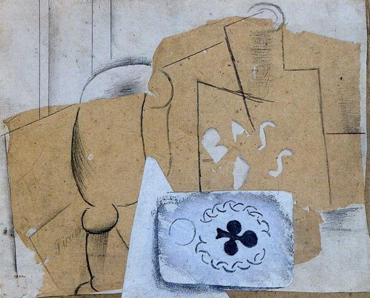 Georges Braque. Wineglass, Bottle of Bass, and Ace of Clubs.