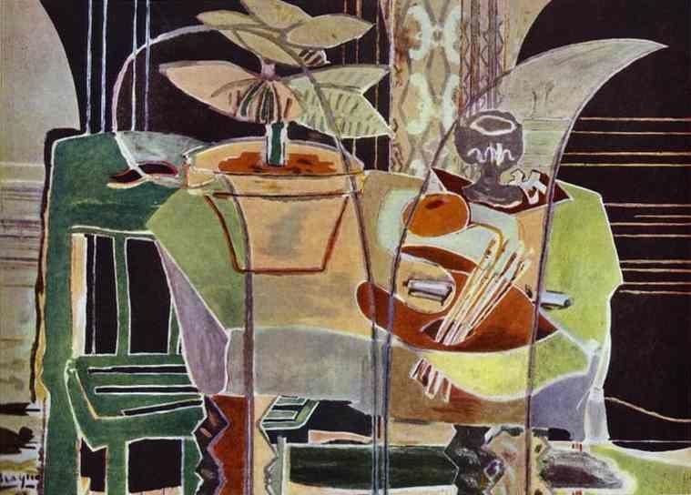 Georges Braque. Interior with Palette and Pot Flowers / Interieur: Palette et pot de fleurs.