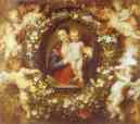 Jan Brueghel the Elder and Peter Paul Rubens. Madonna in Floral Wreath.
