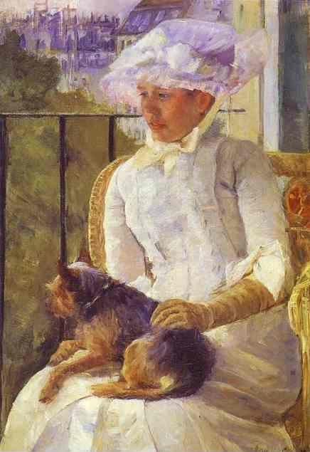 Mary Cassatt. Susan on a Balcony Holding a Dog.