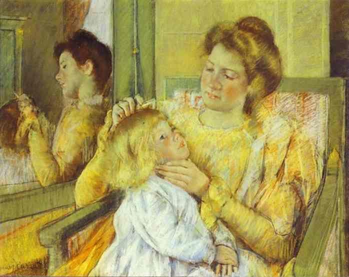 Mary Cassatt. Mother Combing Her Child's Hair.