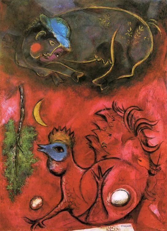 Marc Chagall. Listening to the Cock.