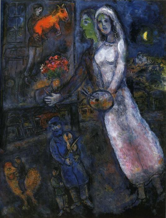 Marc Chagall. Newlyweds and Violinist.