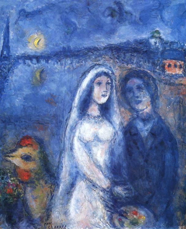 Marc Chagall. Newlyweds with Eiffel Towel in the Background.