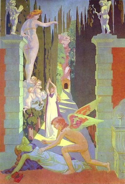 Maurice Denis. The Story of Psyche. Panel 4: Psyche Falls Asleep after Opening the Casket Containing the Dreams of the Nether World.