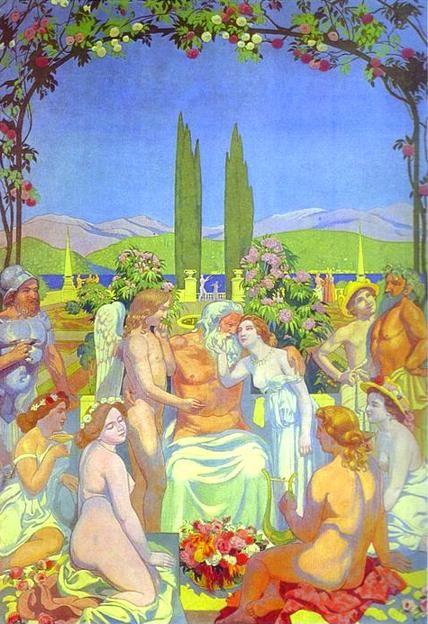 Maurice Denis. The Story of Psyche. Panel 5: In the Presence of the Gods, Jupiter Bestows Immortality on Psyche and Celebrates her Marriage to Cupid.