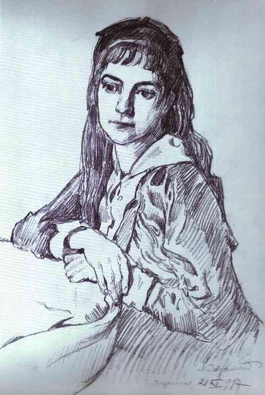 Mstislav Dobuzhinsky. Portrait of the Artist's Daughter, Vera.