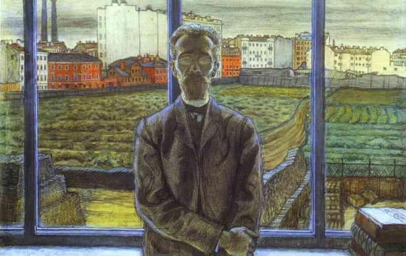 Mstislav Dobuzhinsky. Man with Spectacles. Portrait of the Art Critic and Poet Constantin Sunnerberg.