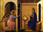 Duccio di Buoninsegna. Maestà (front, crowning panels) The Announcement of the Virgin's Death.