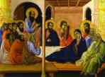 Duccio di Buoninsegna. Maestà (front, crowning panels) Parting from the Apostles.