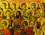 Duccio di Buoninsegna. Maestà (front, central panel, detail) Angels and Saints.