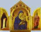 Duccio di Buoninsegna. Triptych (The Holy Virgin and the Christ Child with St. Dominic and St. Aurea).