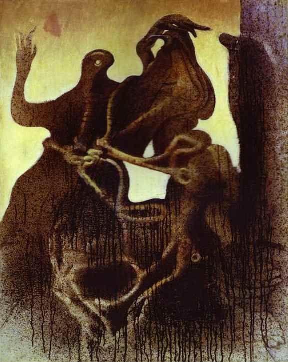 Max Ernst. Birth of Zoomorph Couple / Couple zoomorphe en gestation.