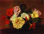 Henri Fantin-Latour. Roses and Nasturtiums in a Vase.