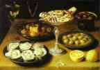 Osias Beert. Still Life with Oysters and Pastries.