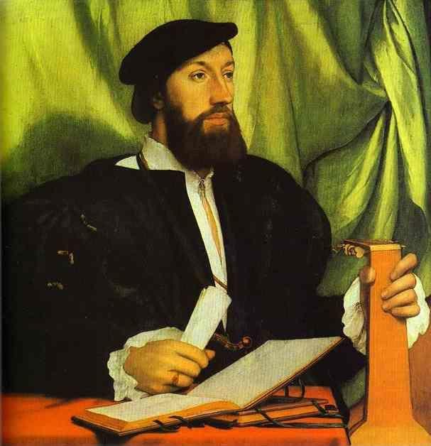Hans Holbein. Portrait of Unknown Gentleman with Music Books and Lute.