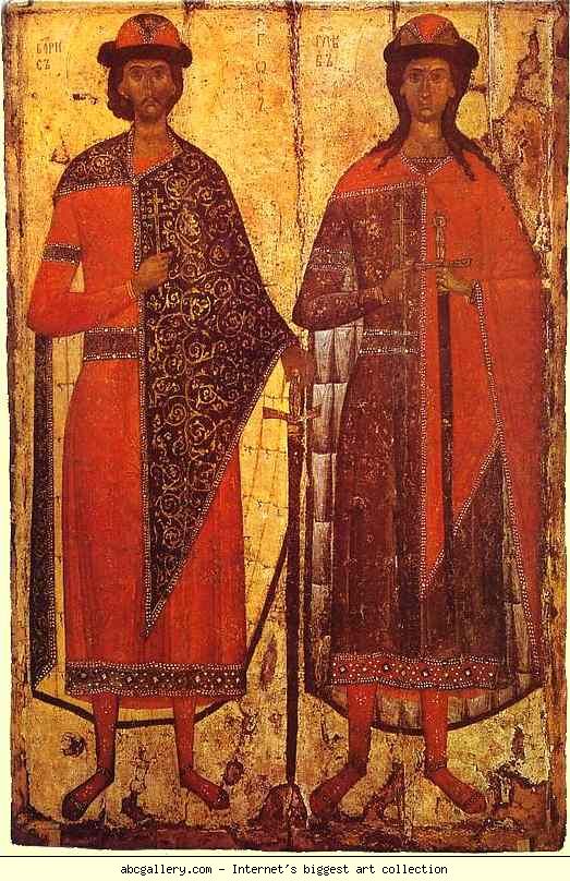 Russian Icon. Saints Boris and Gleb.