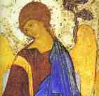 Andrei Rublev. The Old Testament Trinity. Detail.