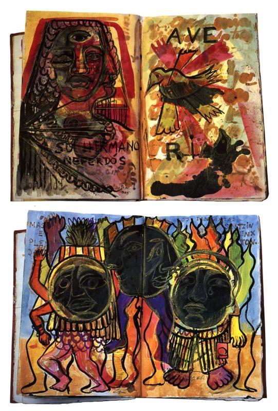 Frida Kahlo. Diary Pages: "Bird" and "Masked Dancers".