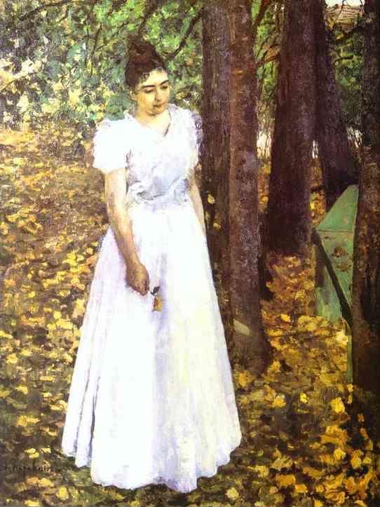 Constantin Korovin. Autumn. Young Woman in a Garden.