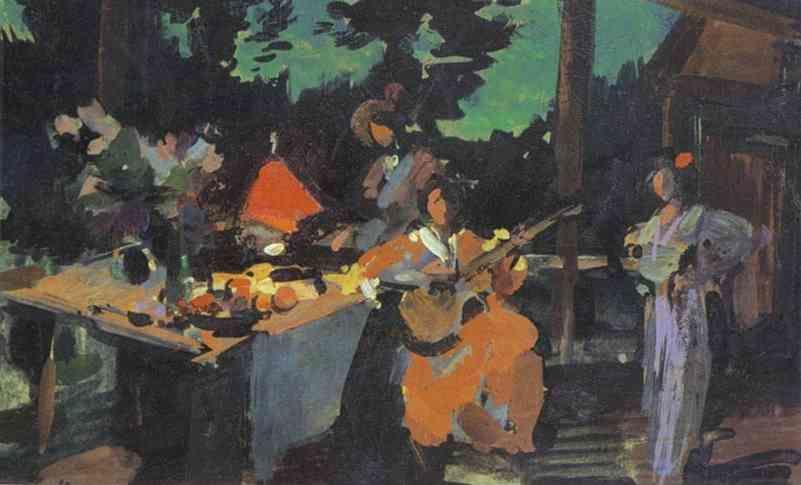 Constantin Korovin. On a Terrace. Evening in the Coutry.