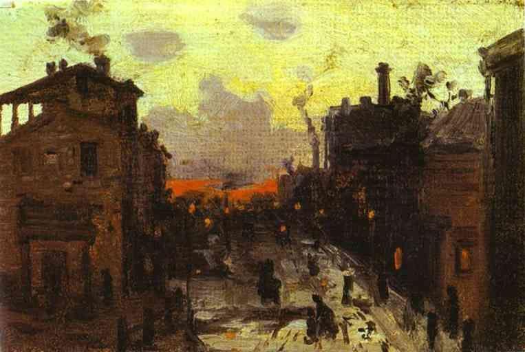 Constantin Korovin. Sunset at the Outskirt of the Town.