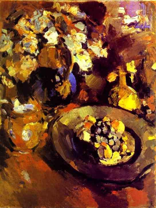 Constantin Korovin. Still Life with Fruit and Bottle.