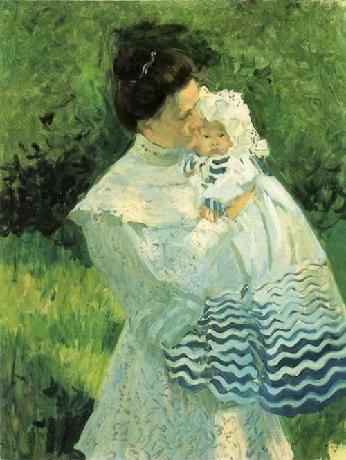 Boris Kustodiyev. Lilacs. Yu.Ye.Kustodiyeva with Daughter Irina. Detail.