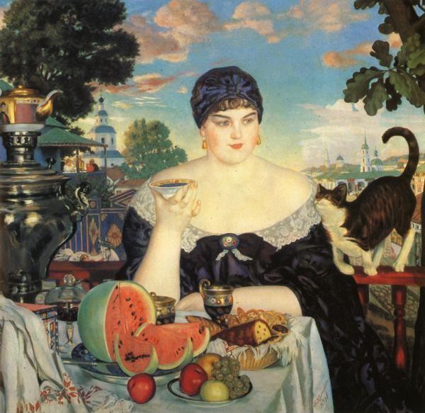 Boris Kustodiyev. Merchant Wife at Tea Table.