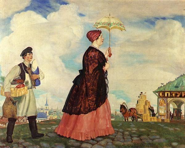 Boris Kustodiyev. Merchant Wife with Purchases.