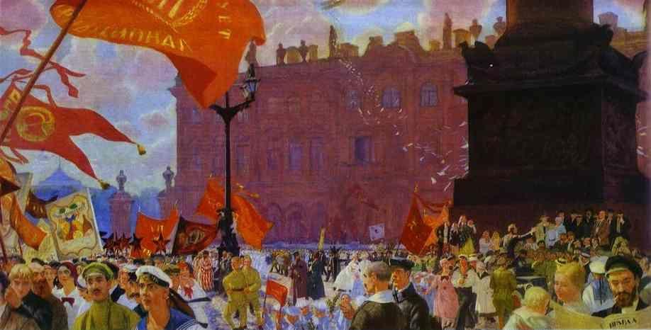 Boris Kustodiyev. Festival of the II Congress of the Comintern on the Uritsky Square in Moscow.